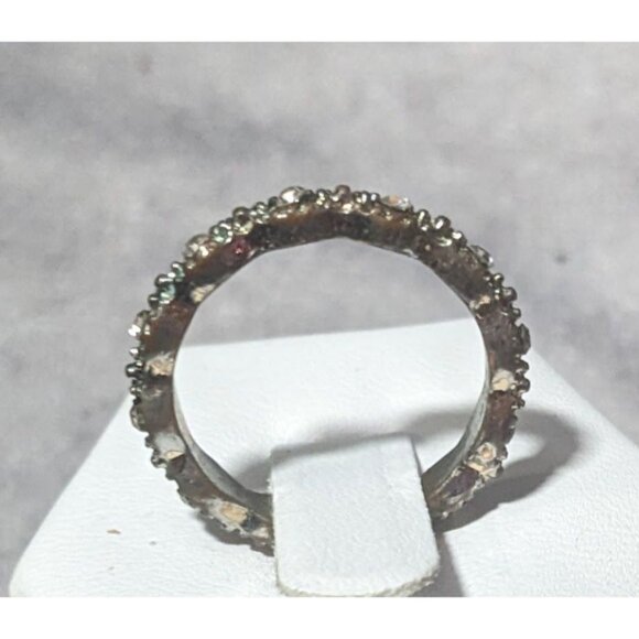 Whimsical Braided Silver Tone Rhinestone Ring Size 7 - Picture 10 of 15